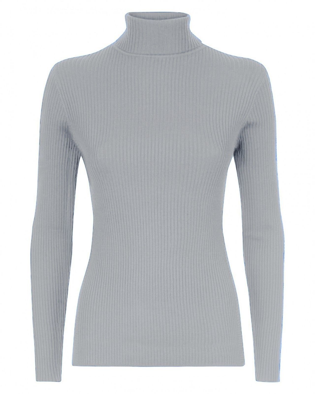 Womens Long Sleeves Ribbed Turtle Polo Neck Top ; Material: 95% Polyester 5% Elastane - Remzs Fashion