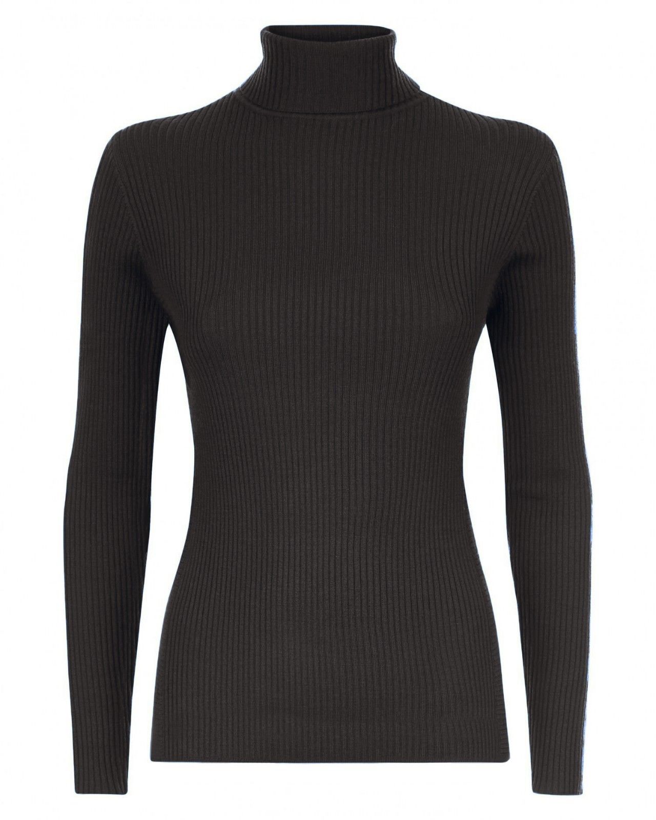 Womens Long Sleeves Ribbed Turtle Polo Neck Top ; Material: 95% Polyester 5% Elastane - Remzs Fashion