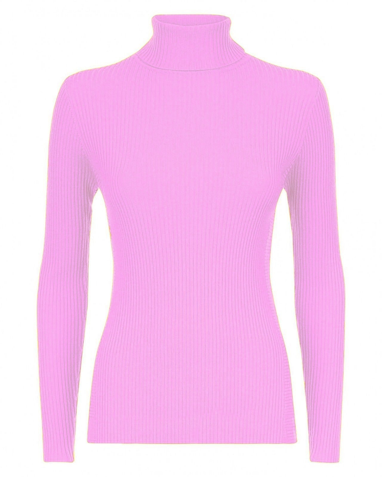 Womens Long Sleeves Ribbed Turtle Polo Neck Top ; Material: 95% Polyester 5% Elastane - Remzs Fashion