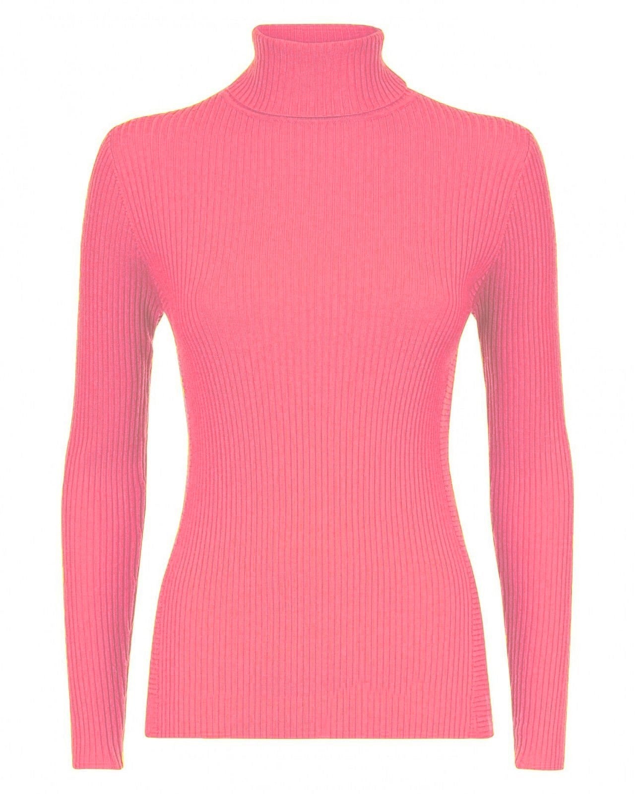 Womens Long Sleeves Ribbed Turtle Polo Neck Top ; Material: 95% Polyester 5% Elastane - Remzs Fashion