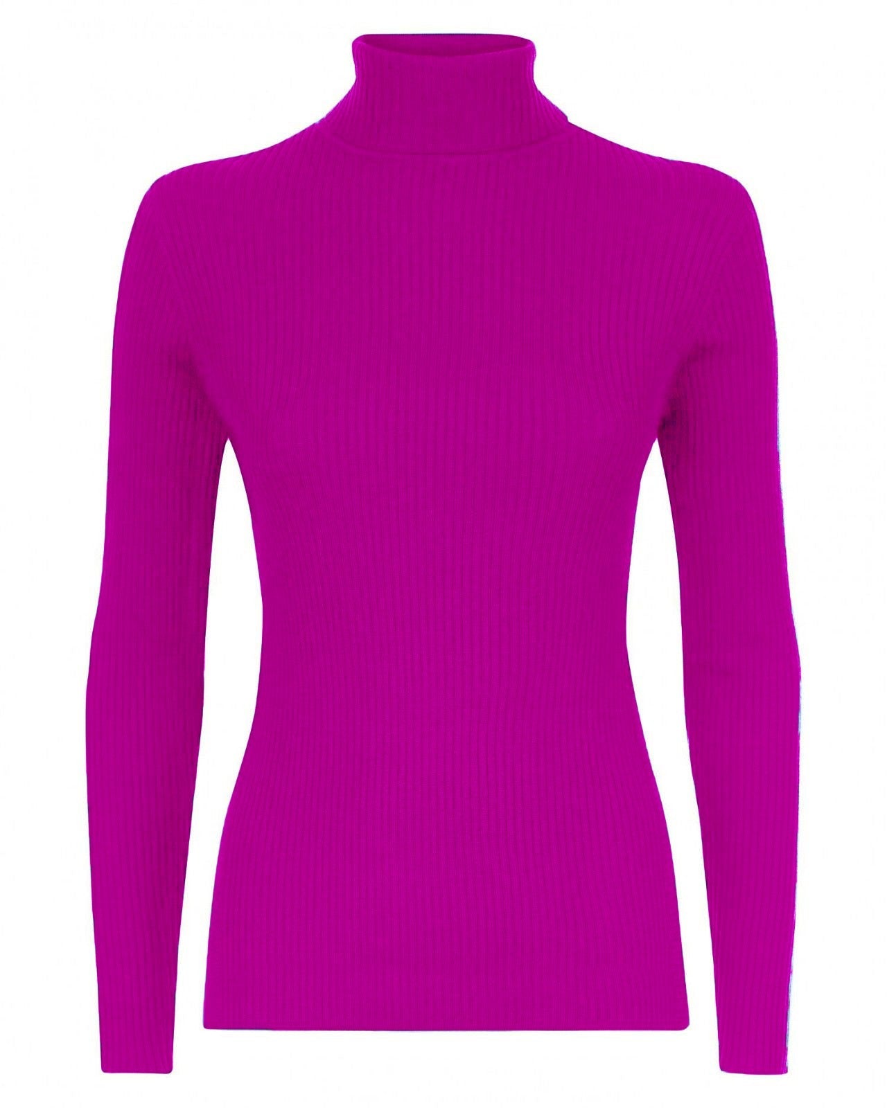 Womens Long Sleeves Ribbed Turtle Polo Neck Top ; Material: 95% Polyester 5% Elastane - Remzs Fashion