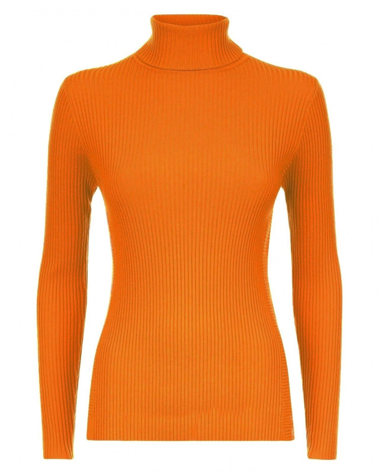 Womens Long Sleeves Ribbed Turtle Polo Neck Top ; Material: 95% Polyester 5% Elastane - Remzs Fashion