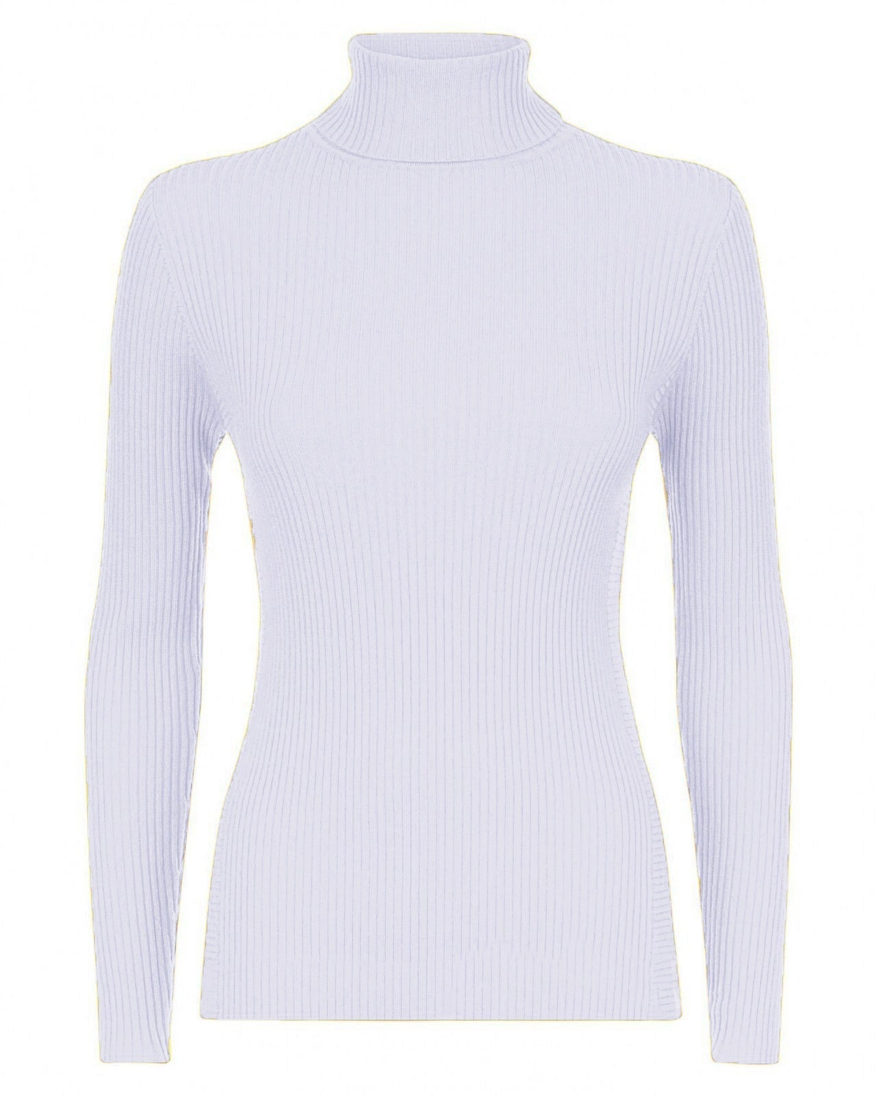 Womens Long Sleeves Ribbed Turtle Polo Neck Top ; Material: 95% Polyester 5% Elastane - Remzs Fashion
