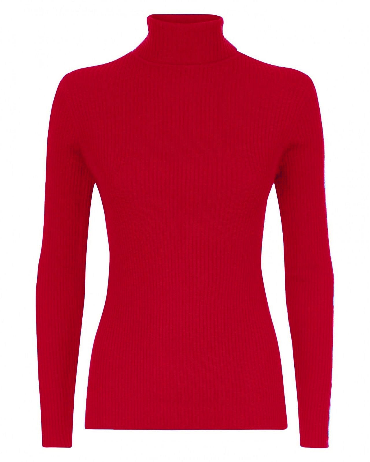 Womens Long Sleeves Ribbed Turtle Polo Neck Top ; Material: 95% Polyester 5% Elastane - Remzs Fashion