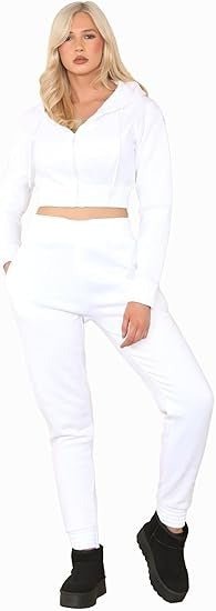 Women's Ruched Sleeve Tracksuit Full Zip Hoodie Top Bottoms Joggers Trousers 2 - Piece Loungewear Set, Size XS - L - Remzs Fashion