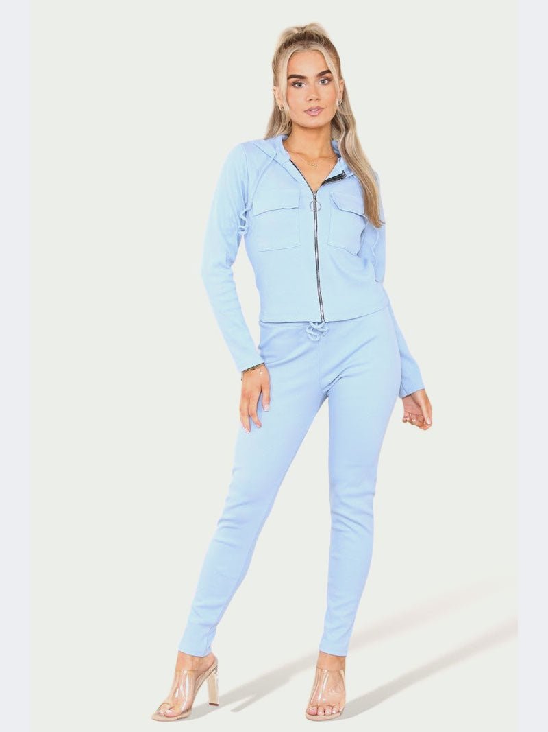 Women Front Pocket Zip Up Hoodie & Jogging Bottom Suit - Remzs Fashion