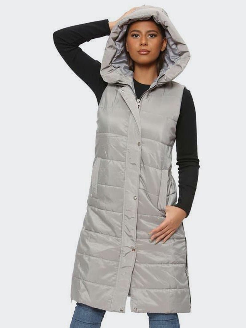 Women Longline Hooded Body Warmer Puffer Gilet Padded Jacket - Remzs Fashion
