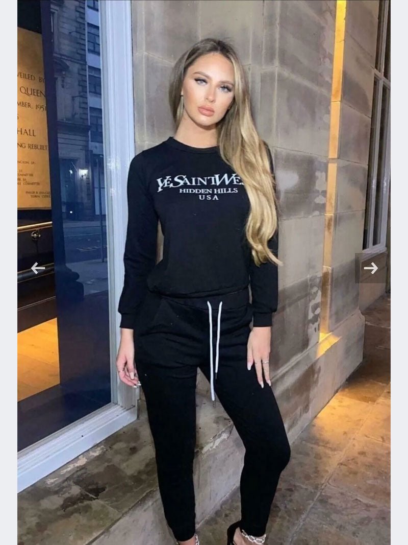 Women Lounge Wear Sets YE Saint West Slogan Ladies Long Sleeve Jogging Tracksuit - Remzs Fashion