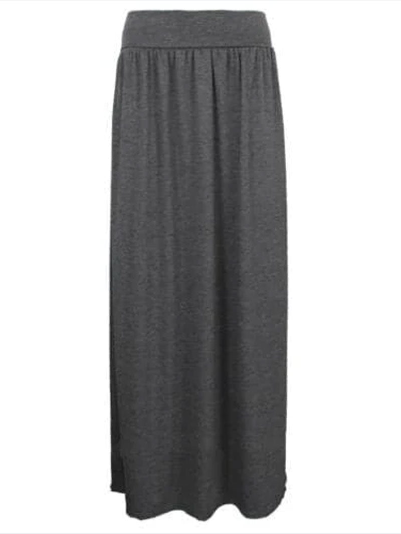 WOMEN PLEATED FOLD OVER HIGH WAIST GYPSY SKIRT LADIES LONG MAXI JERSEY - Remzs Fashion