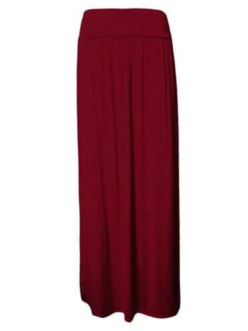 WOMEN PLEATED FOLD OVER HIGH WAIST GYPSY SKIRT LADIES LONG MAXI JERSEY - Remzs Fashion