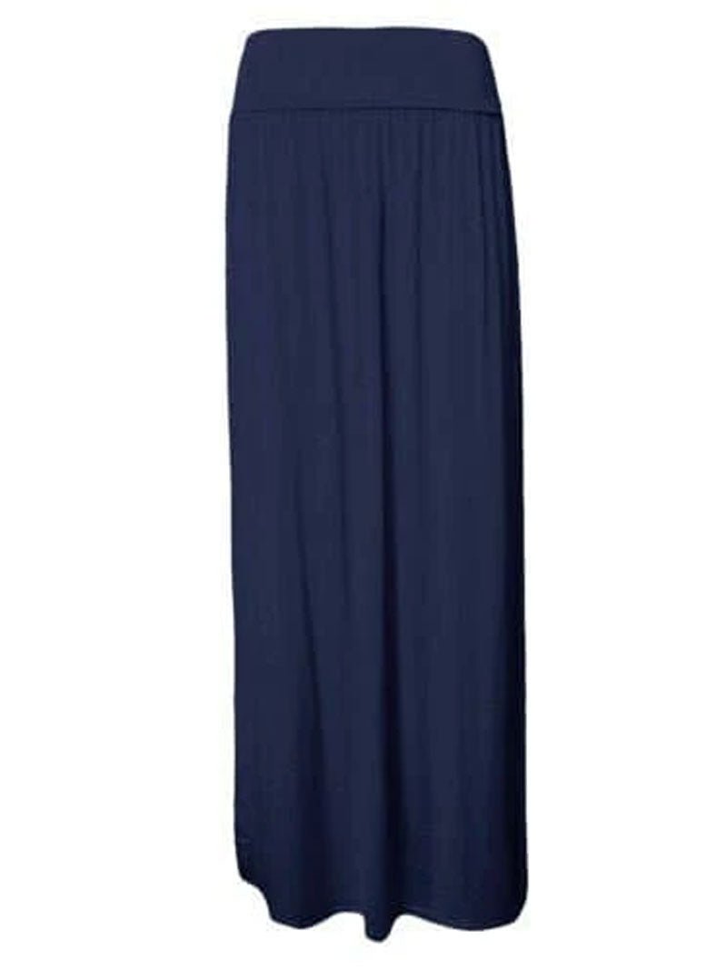 WOMEN PLEATED FOLD OVER HIGH WAIST GYPSY SKIRT LADIES LONG MAXI JERSEY - Remzs Fashion