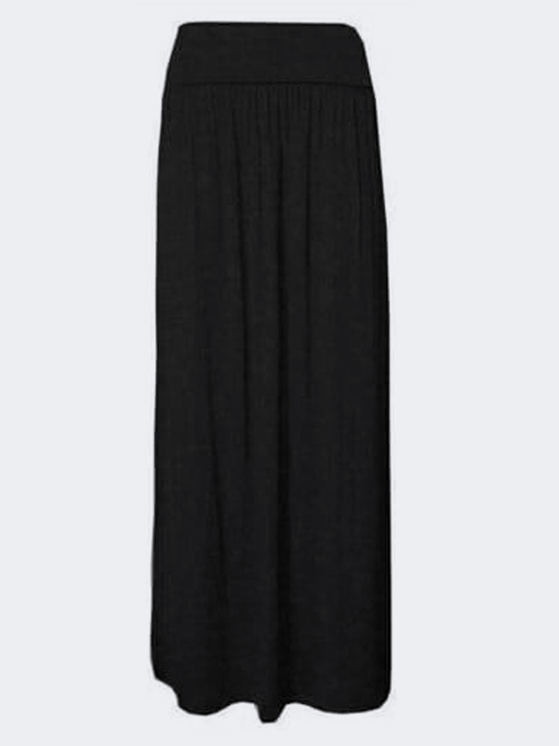 WOMEN PLEATED FOLD OVER HIGH WAIST GYPSY SKIRT LADIES LONG MAXI JERSEY - Remzs Fashion