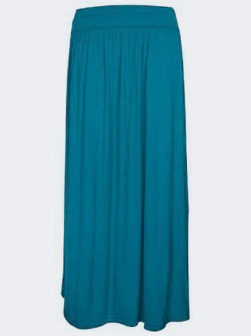 WOMEN PLEATED FOLD OVER HIGH WAIST GYPSY SKIRT LADIES LONG MAXI JERSEY - Remzs Fashion