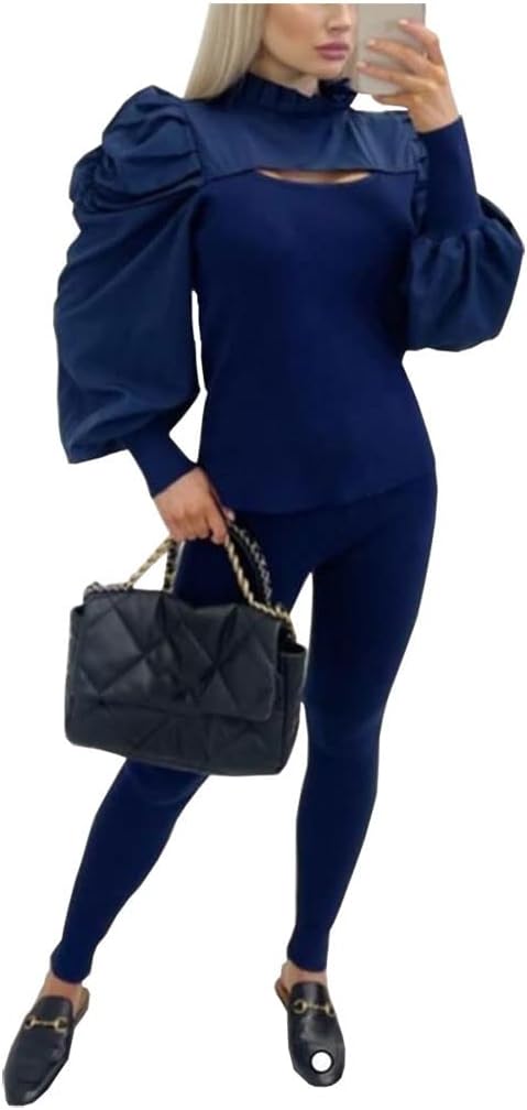 FASHION 7STAR Womens Ruffle Frill Sleeve Cut Out Front Tracksuit Ladies Loungewear Jog - suit Co - ord Suit Set - Remzs Fashion