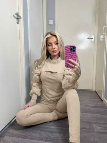 FASHION 7STAR Womens Ruffle Frill Sleeve Cut Out Front Tracksuit Ladies Loungewear Jog - suit Co - ord Suit Set - Remzs Fashion