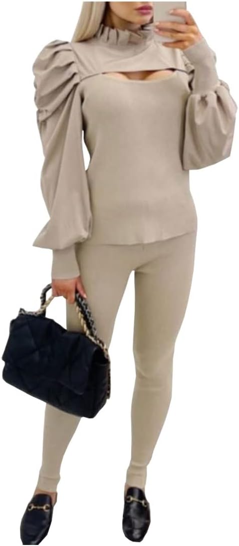 FASHION 7STAR Womens Ruffle Frill Sleeve Cut Out Front Tracksuit Ladies Loungewear Jog - suit Co - ord Suit Set - Remzs Fashion