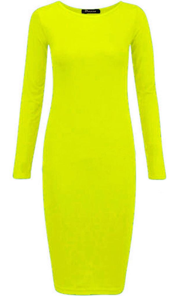 Long Sleeves Plain Midi Bodycon Dress - Remzs Fashion