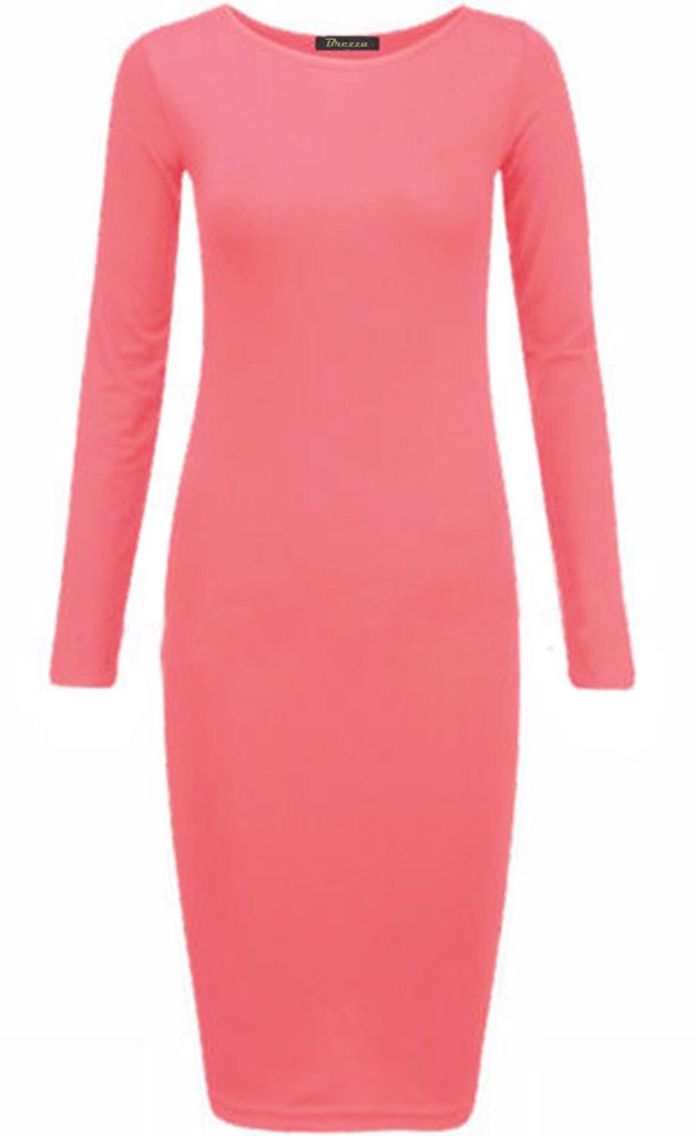 Long Sleeves Plain Midi Bodycon Dress - Remzs Fashion
