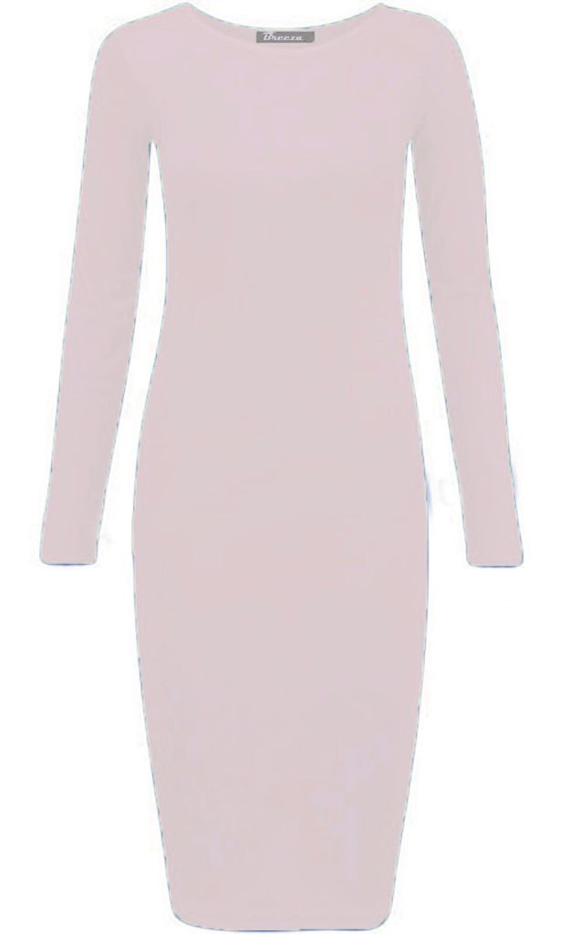 Long Sleeves Plain Midi Bodycon Dress - Remzs Fashion