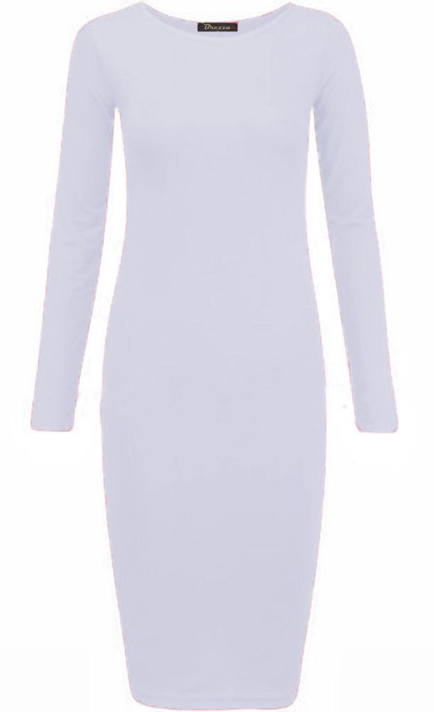 Long Sleeves Plain Midi Bodycon Dress - Remzs Fashion