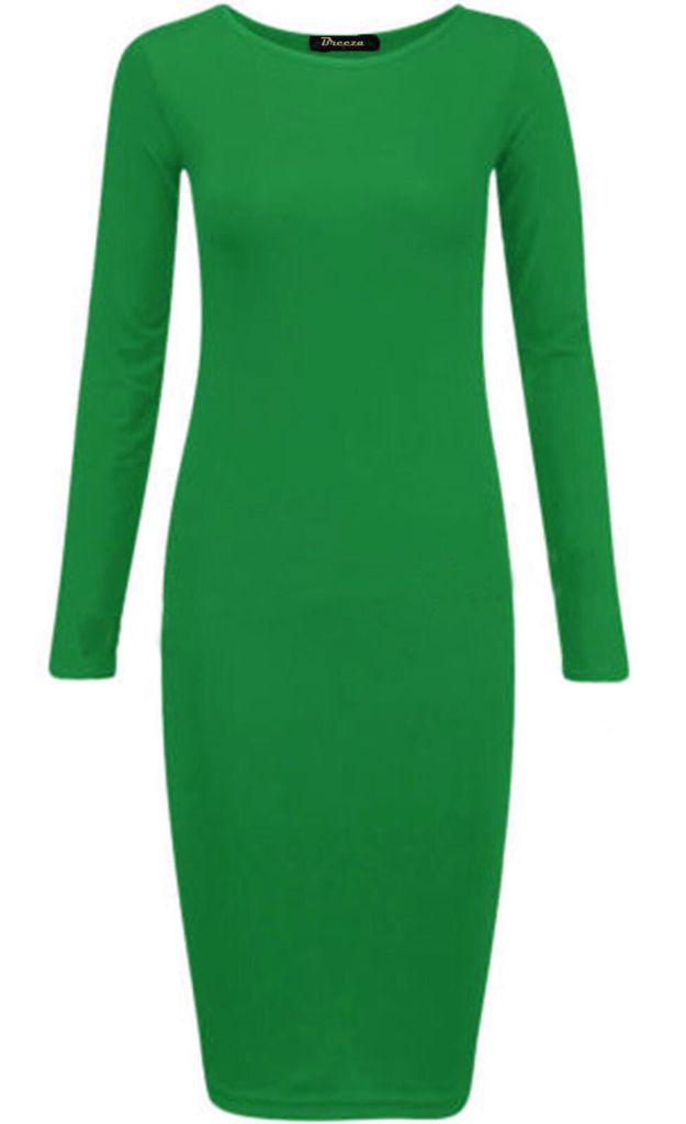 Long Sleeves Plain Midi Bodycon Dress - Remzs Fashion