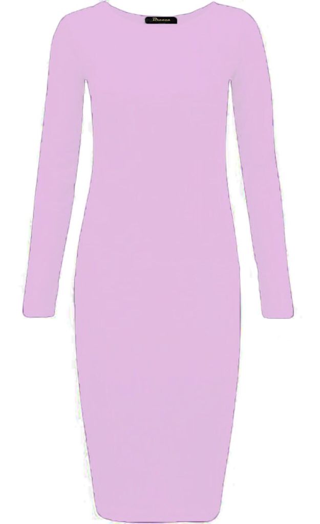 Long Sleeves Plain Midi Bodycon Dress - Remzs Fashion