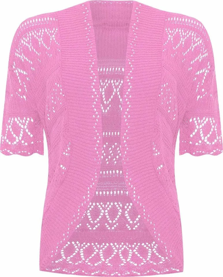 Women Crochet Knitted Short Sleeve Shrug Ladies Cardigan Bolero Top Plus