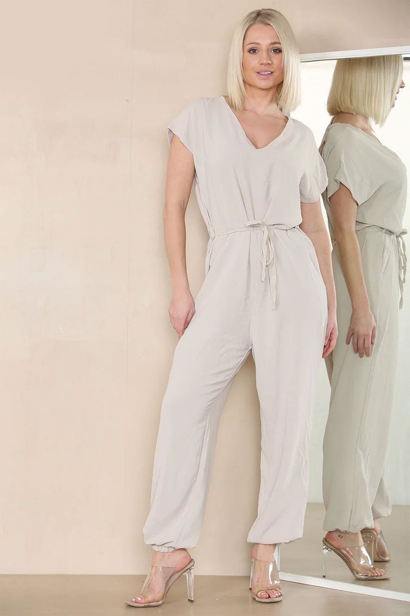 Tie Waist Stylish Harem Jumpsuit - Remzs Fashion