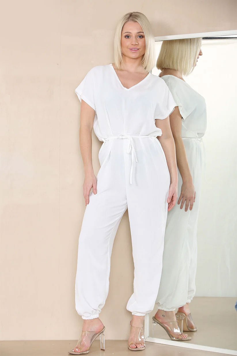 Tie Waist Stylish Harem Jumpsuit - Remzs Fashion