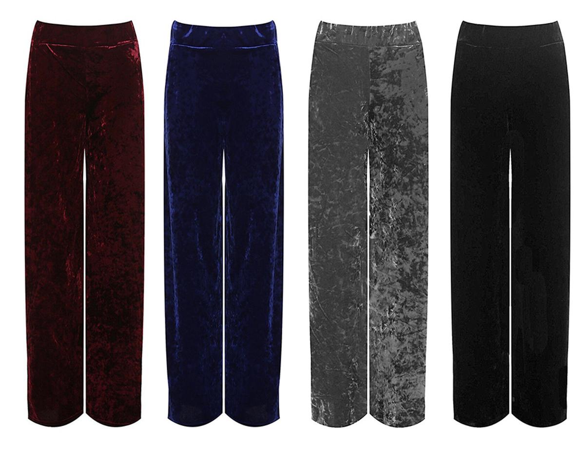 Velour Velvet pocket wide leg Palazzo Trouser - Remzs Fashion