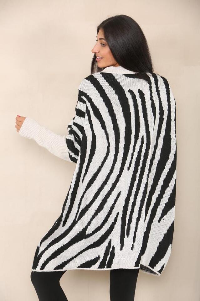 Italian Women Soft Knit ZEBRA STRIPE Oversize Long Sleeve Ladies Jumper Dress - Remzs Fashion