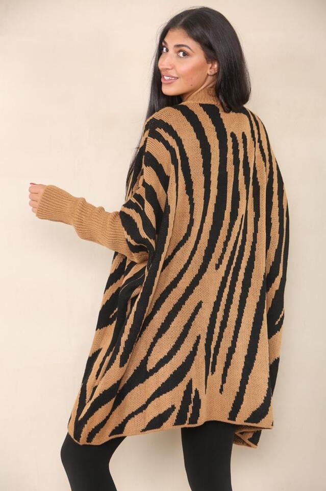 Italian Women Soft Knit ZEBRA STRIPE Oversize Long Sleeve Ladies Jumper Dress - Remzs Fashion