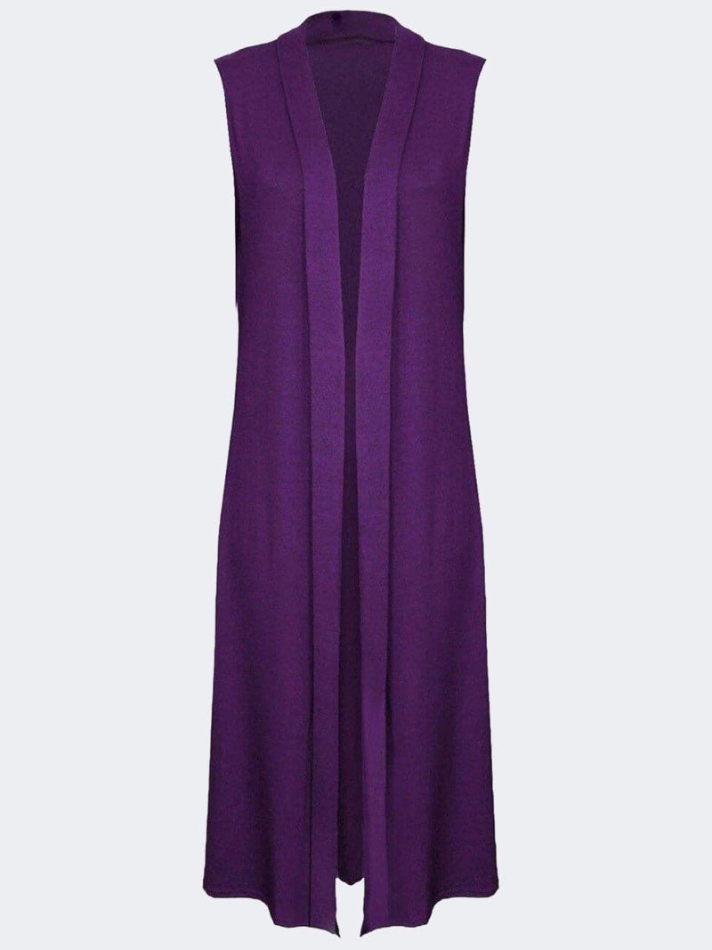 LADIES SLEEVELESS LONG MAXI CARDIGAN OPEN WOMEN BOYFRIEND MAXI CARDIGAN WASTCOAT - Remzs Fashion