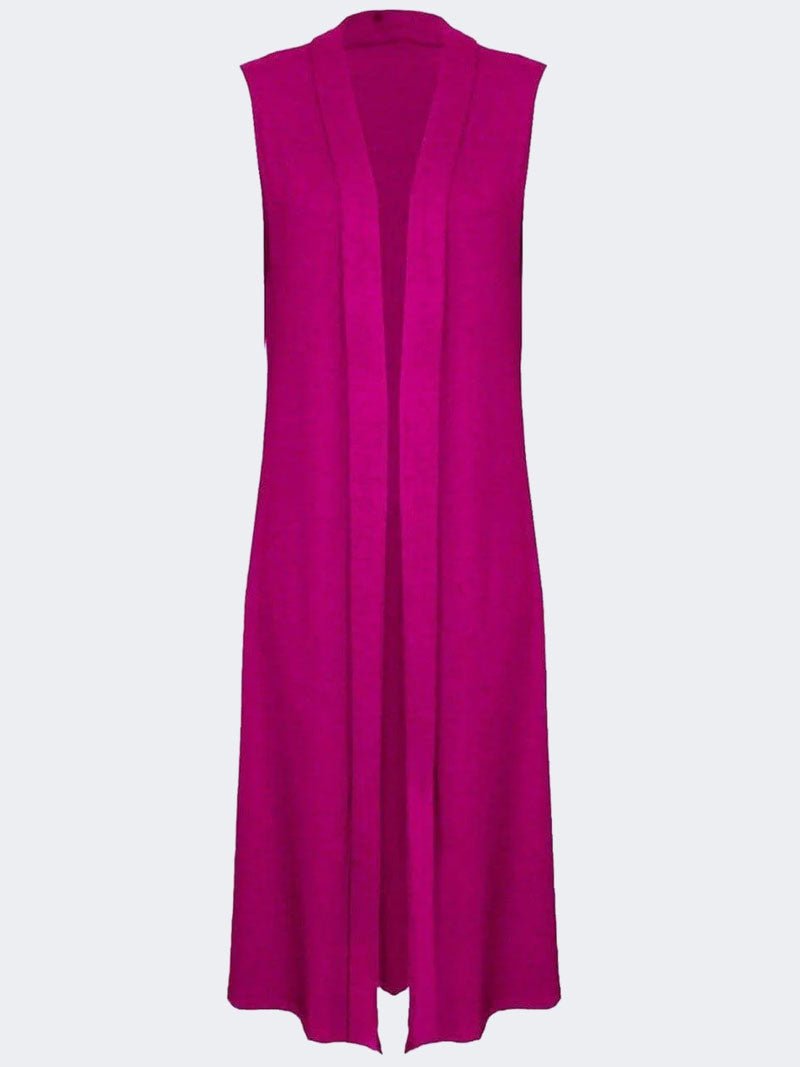 LADIES SLEEVELESS LONG MAXI CARDIGAN OPEN WOMEN BOYFRIEND MAXI CARDIGAN WASTCOAT - Remzs Fashion