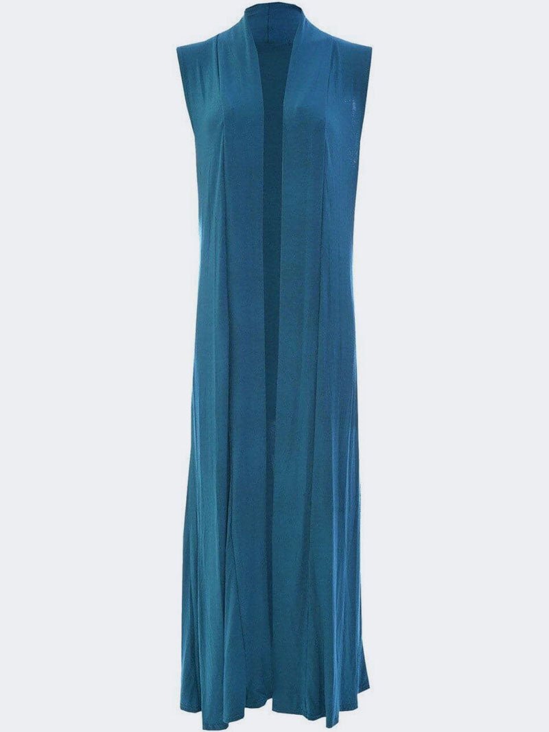 LADIES SLEEVELESS LONG MAXI CARDIGAN OPEN WOMEN BOYFRIEND MAXI CARDIGAN WASTCOAT - Remzs Fashion