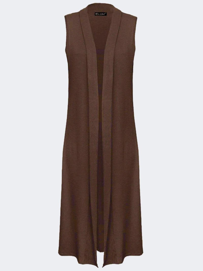 LADIES SLEEVELESS LONG MAXI CARDIGAN OPEN WOMEN BOYFRIEND MAXI CARDIGAN WASTCOAT - Remzs Fashion