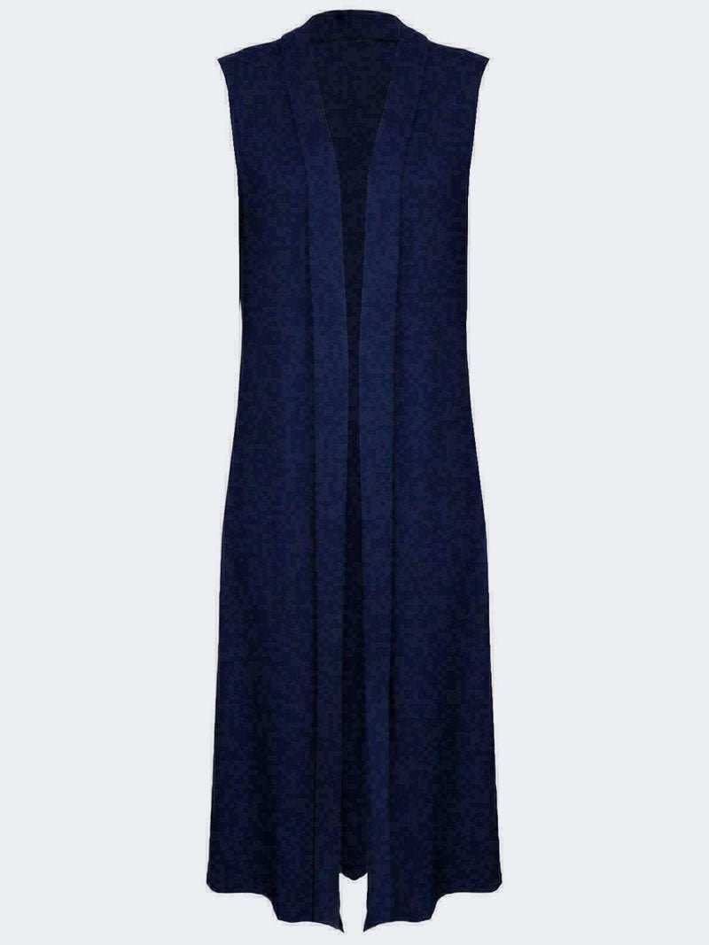 LADIES SLEEVELESS LONG MAXI CARDIGAN OPEN WOMEN BOYFRIEND MAXI CARDIGAN WASTCOAT - Remzs Fashion