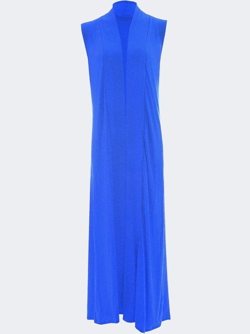 LADIES SLEEVELESS LONG MAXI CARDIGAN OPEN WOMEN BOYFRIEND MAXI CARDIGAN WASTCOAT - Remzs Fashion