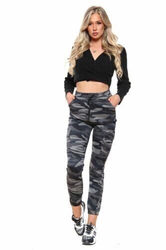 Ladies Women's Army Print Cargo Trousers Camouflage Combat Miltary Pants Joggers - Remzs Fashion