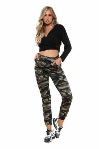 Ladies Women's Army Print Cargo Trousers Camouflage Combat Miltary Pants Joggers - Remzs Fashion