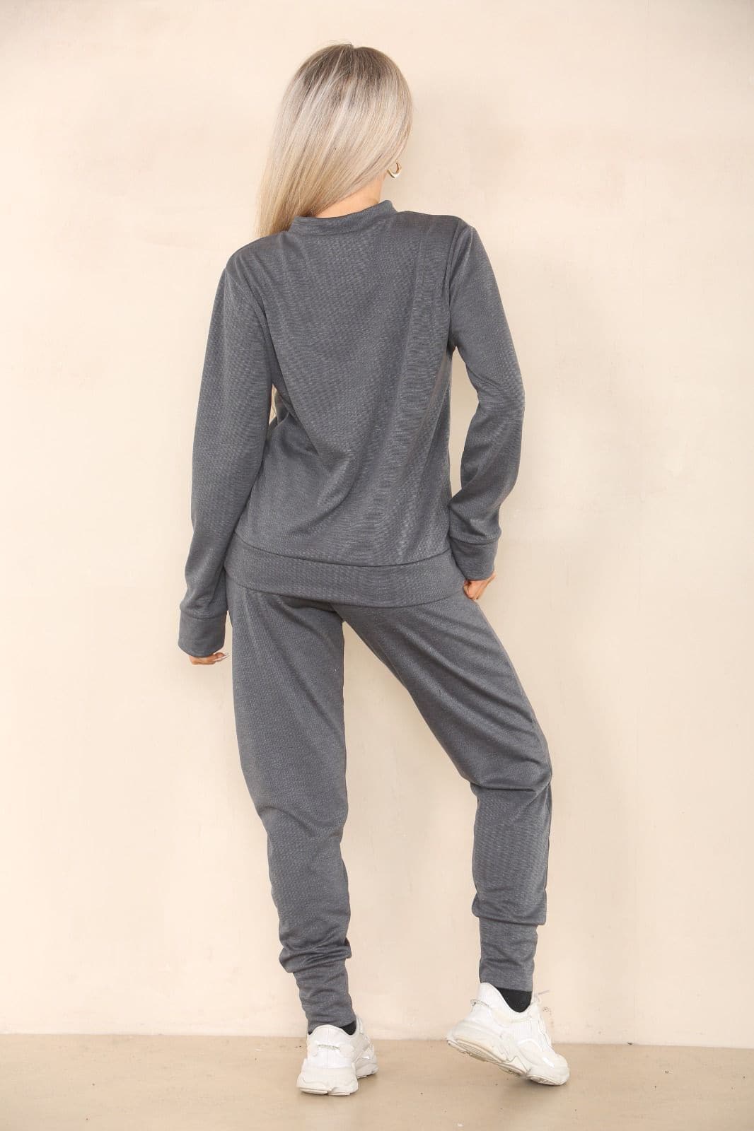 Women Casual Long Sleeve Lounge Wear Top Bottom Ladies 2 Pc Set Tracksuit - Remzs Fashion