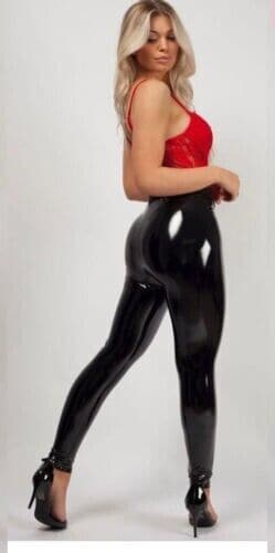 Women High Waist Vinyl PVC Leggins Wet Look Shiny Disco