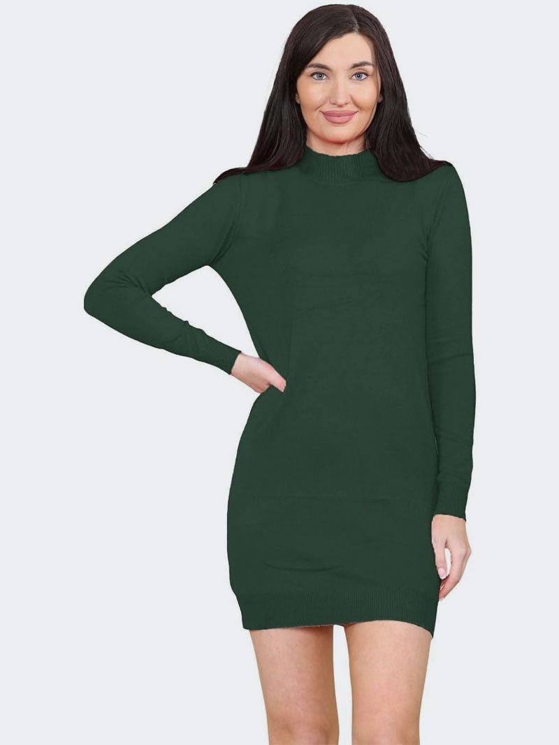 Women Turtleneck Knitted Bodycon Partywear Dress - Remzs Fashion