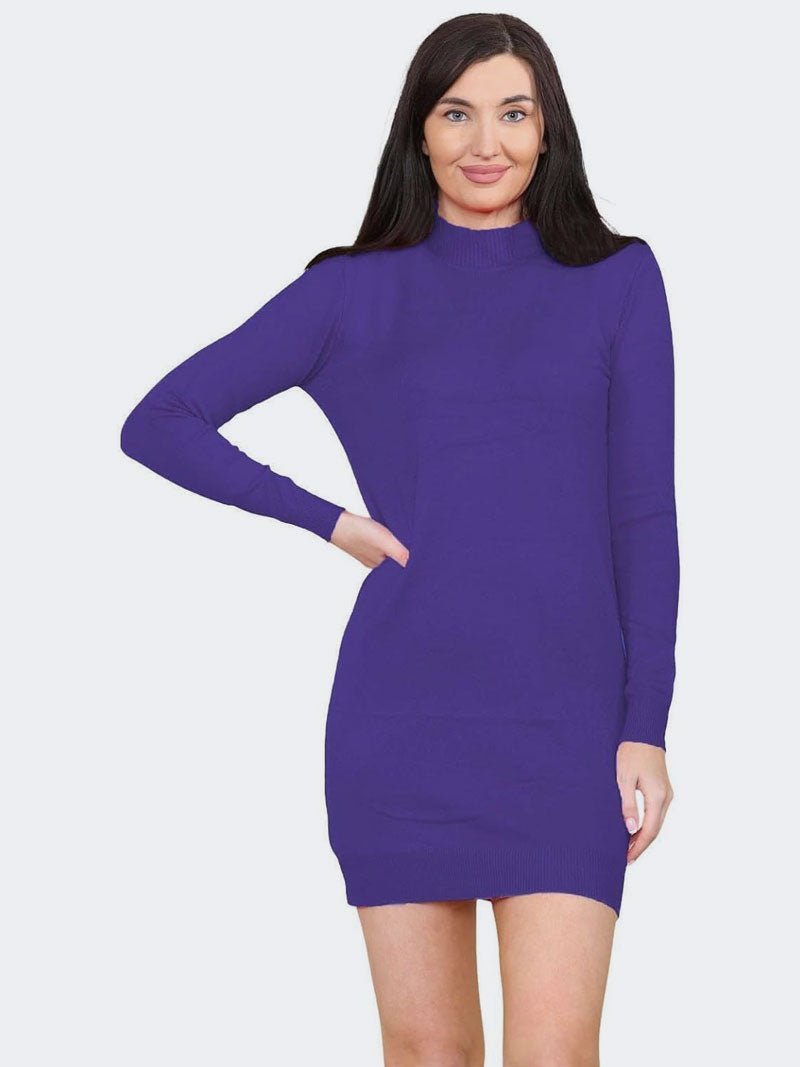 Women Turtleneck Knitted Bodycon Partywear Dress - Remzs Fashion