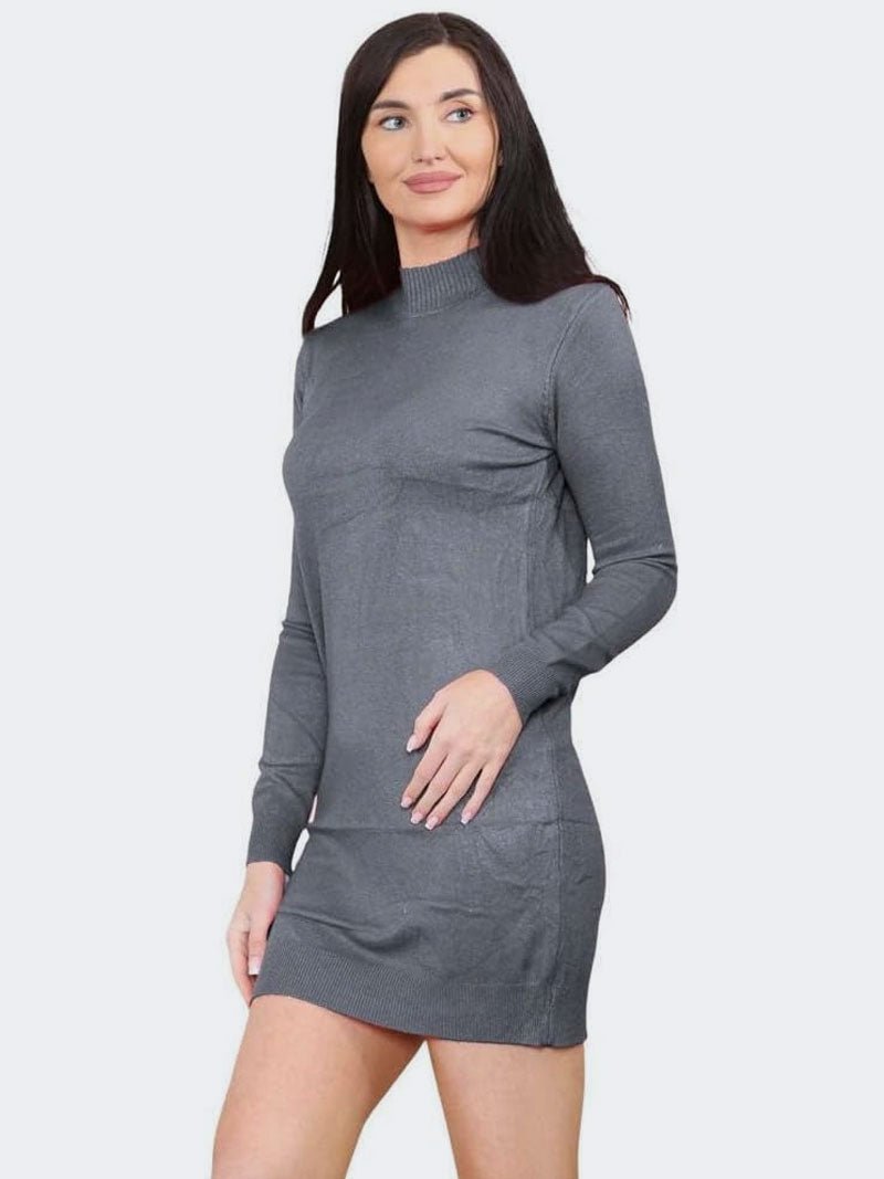 Women Turtleneck Knitted Bodycon Partywear Dress - Remzs Fashion