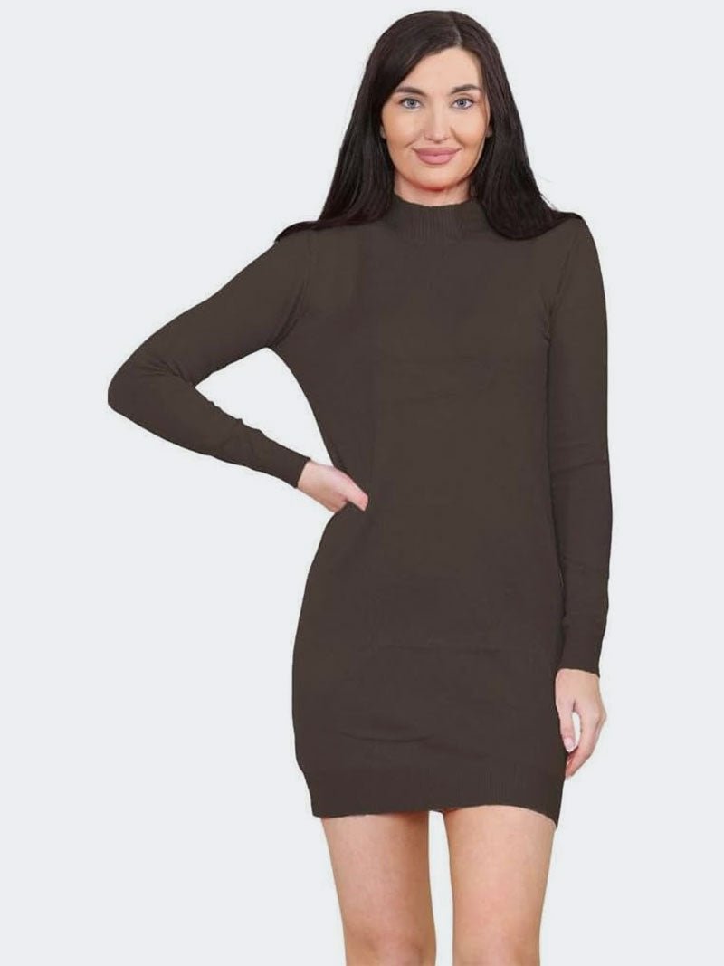 Women Turtleneck Knitted Bodycon Partywear Dress - Remzs Fashion