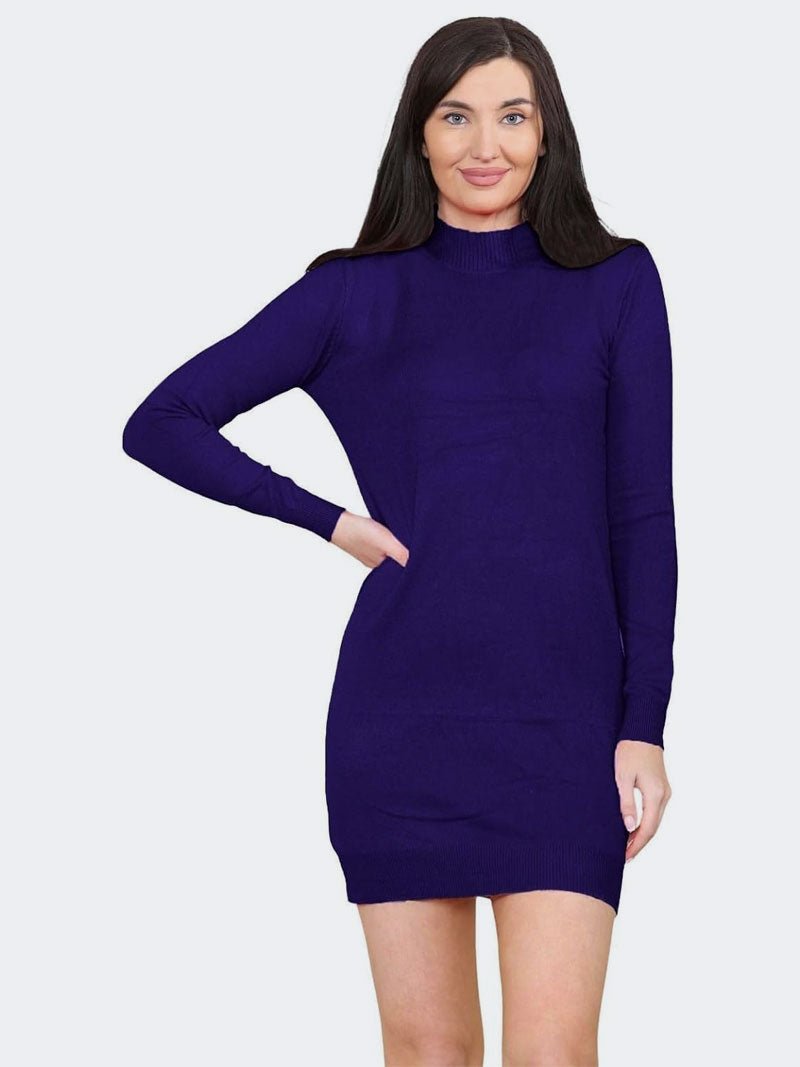 Women Turtleneck Knitted Bodycon Partywear Dress - Remzs Fashion