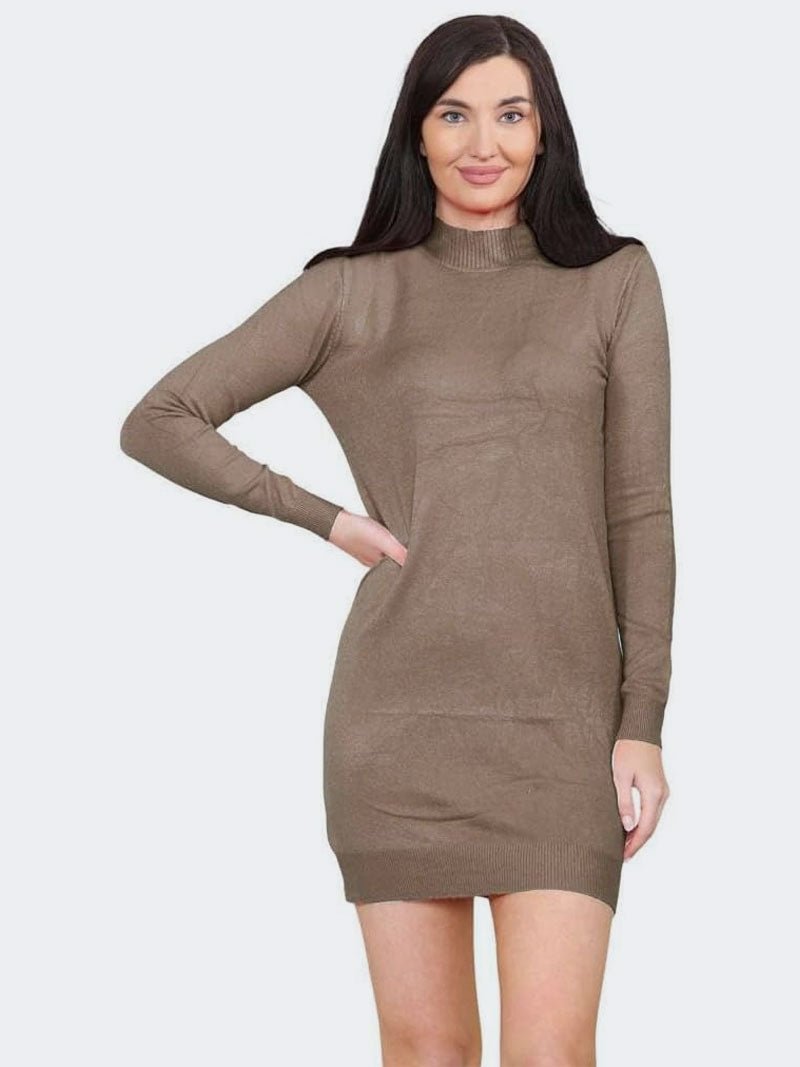 Women Turtleneck Knitted Bodycon Partywear Dress - Remzs Fashion
