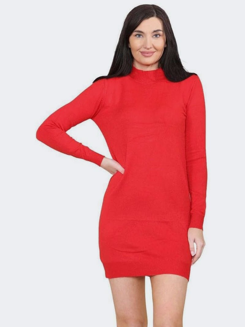 Women Turtleneck Knitted Bodycon Partywear Dress - Remzs Fashion