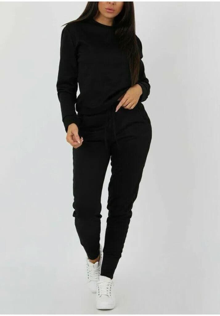 Womens Casual Long Sleeve Lounge Wear Top Bottom Ladies 2 Pc Set Tracksuit - Remzs Fashion